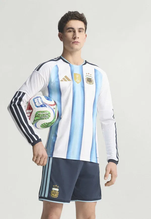 Футболка Adidas Performance Argentina 26 home authentic long sleeve national team wear, белый ледяной голубой