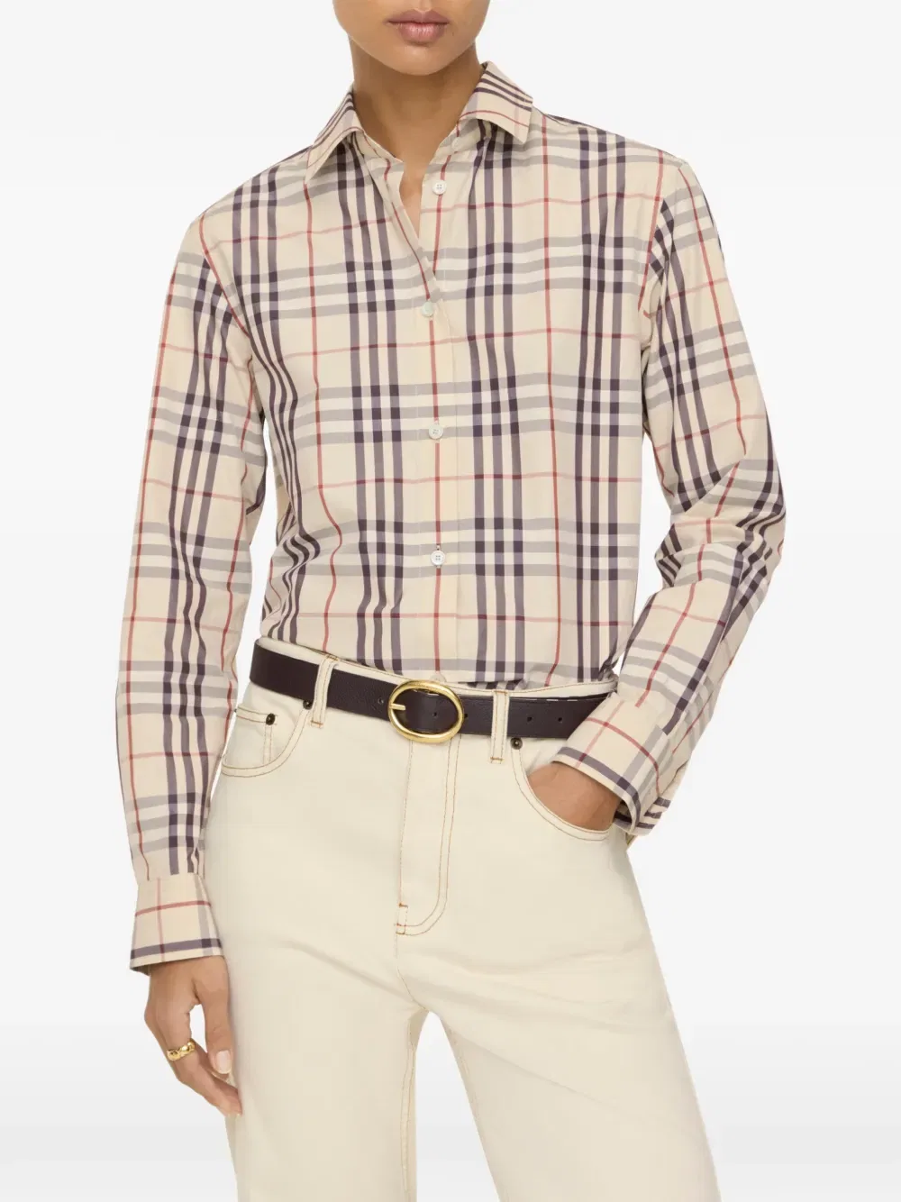 Рубашка Burberry, мужская, клетчатая, бежевый — фото 2