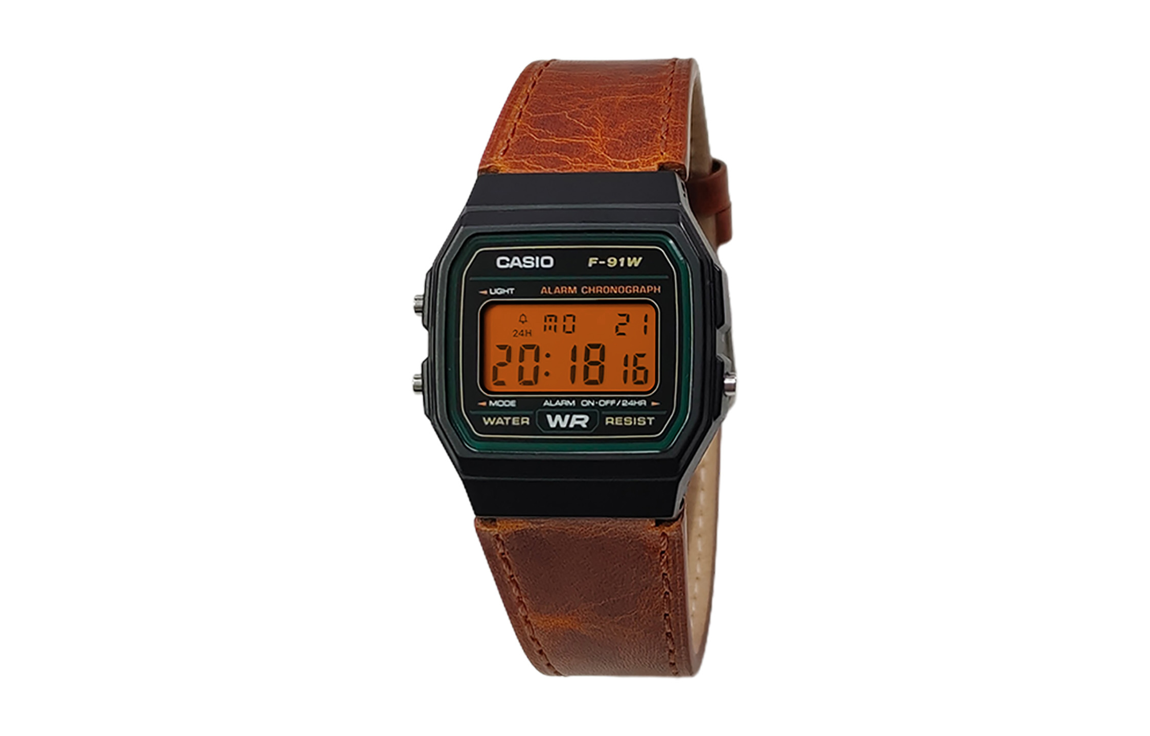 

CASIO Мужские часы Retrofit Series с кварцевым механизмом и ремешком из натуральной кожи, черный циферблат