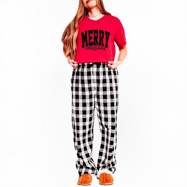 

Пижамный комплект в клетку с надписью Merry Christmas Simply Sage Market