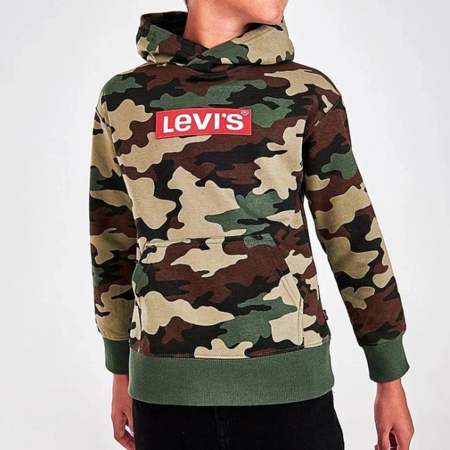 

Детская толстовка Levi's с длинными рукавами, камуфляжным принтом, зеленого цвета, спортивная одежда RED579