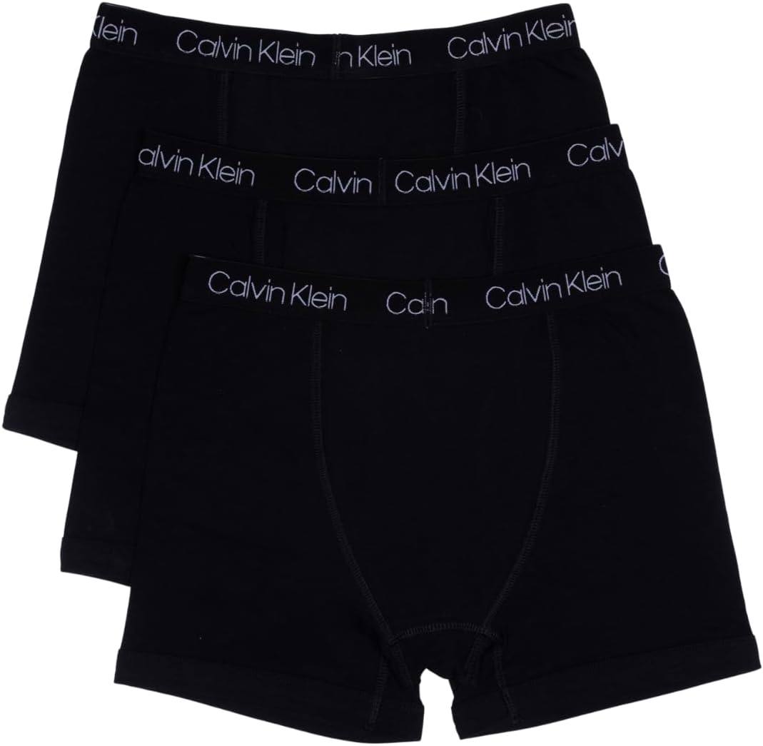 Комплект из 3 трусов-боксеров Calvin Klein для мальчиков. Современные хлопковые трусы-боксеры Calvin Klein для мальчиков., Black/Black — фото 3