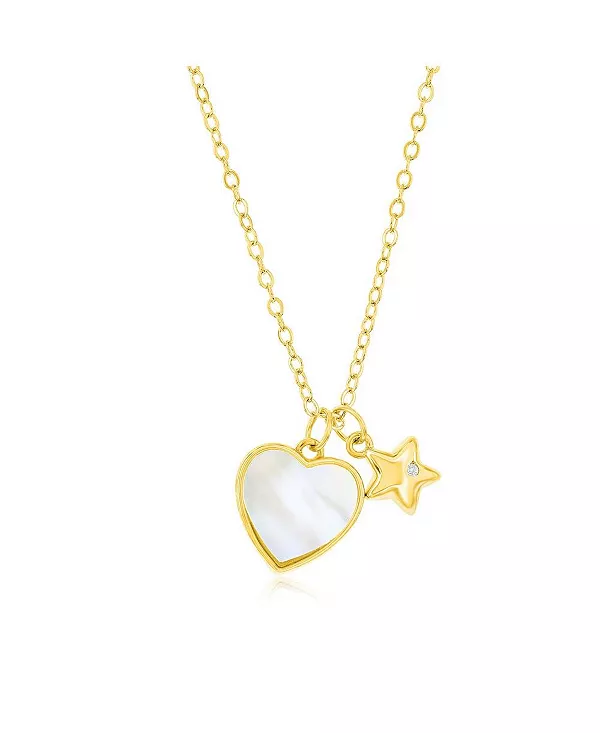 

Серебряное ожерелье с фианитами в форме сердца и звезды Caribbean Treasures, gold