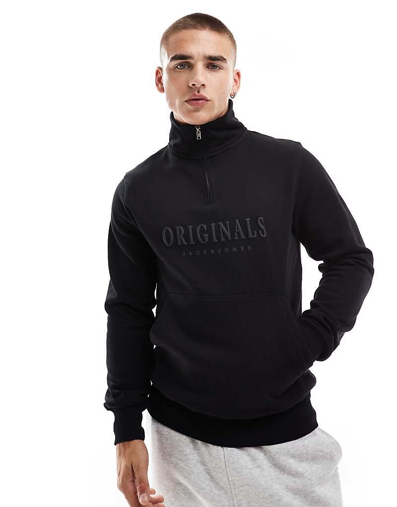 

Черная толстовка на молнии с 3D-логотипом Jack & Jones