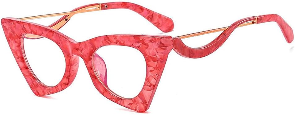 

Модные уникальные солнцезащитные очки «кошачий глаз» для женщин, ретро-очки, яркие очки с защитой от УФ-излучения UV400 для мужчин, оправа конфетных цветов TKKTLLT, Red Pattern Clear