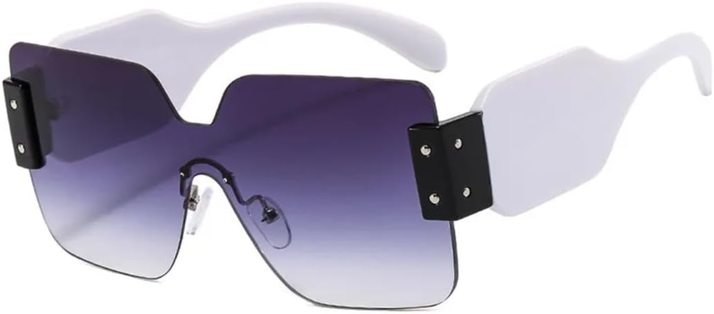 

Винтажные солнцезащитные очки без оправы квадратной формы для женщин и мужчин, с широкими дужками, в крупной оправе, защита от УФ-излучения UV400, класса люкс UATXTAU, White