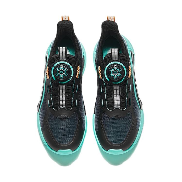 ChengFeng Kids Кроссовки детские низкие черные/флуоресцентные Aqua Green Anta Kids, зеленый — фото 3