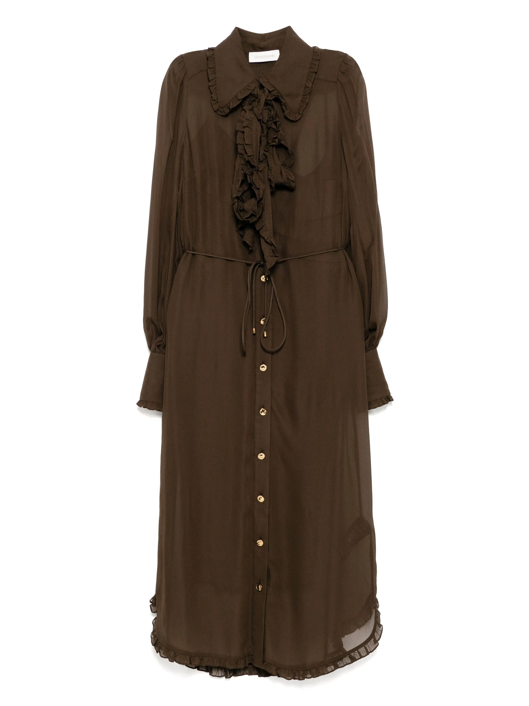 

Платье миди с оборками Zimmermann, коричневый