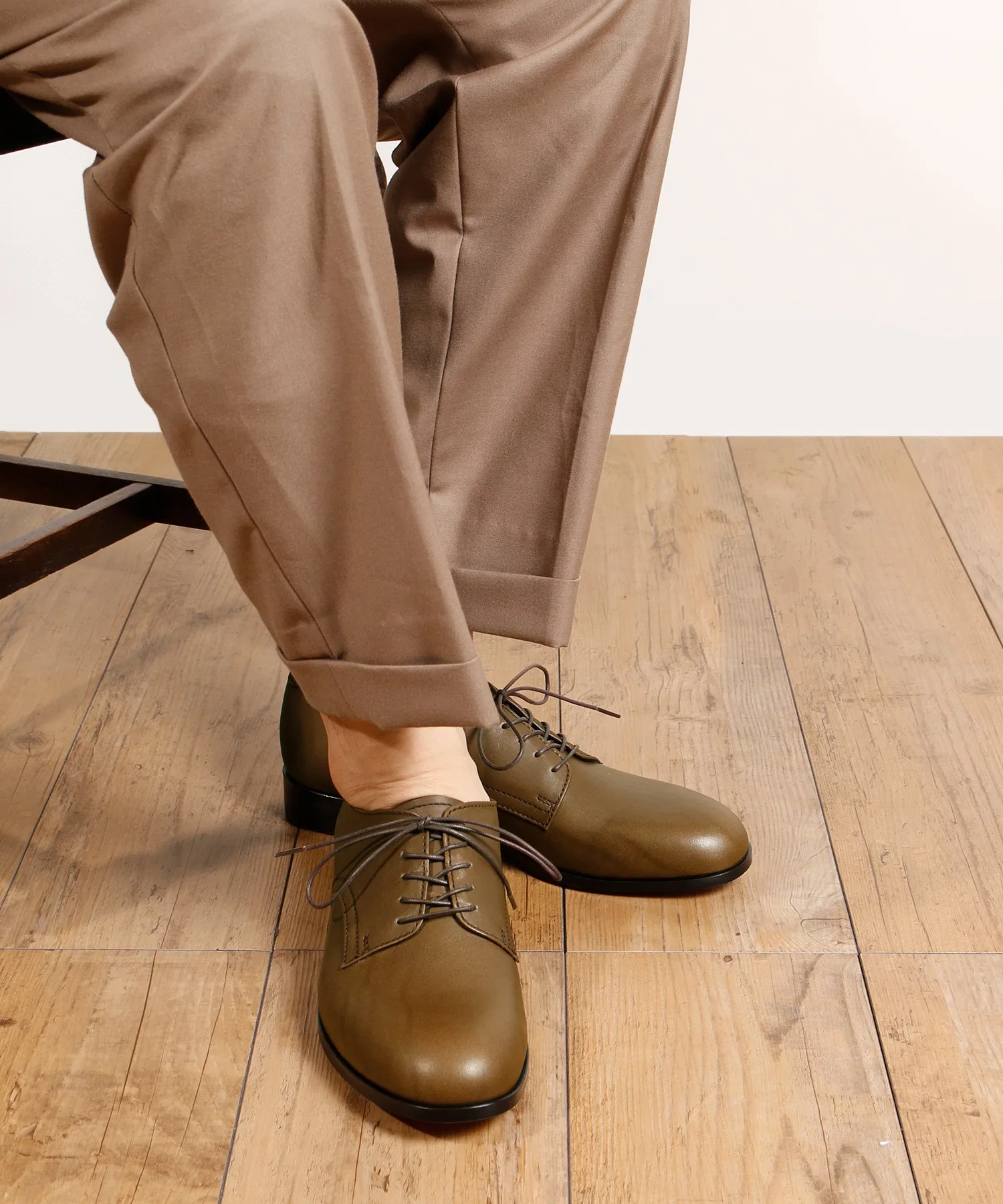 Мужские кожаные туфли PADRONE ARCOLLETTA EX DERBY PLAIN TOE тёмно-коричневые — фото 4