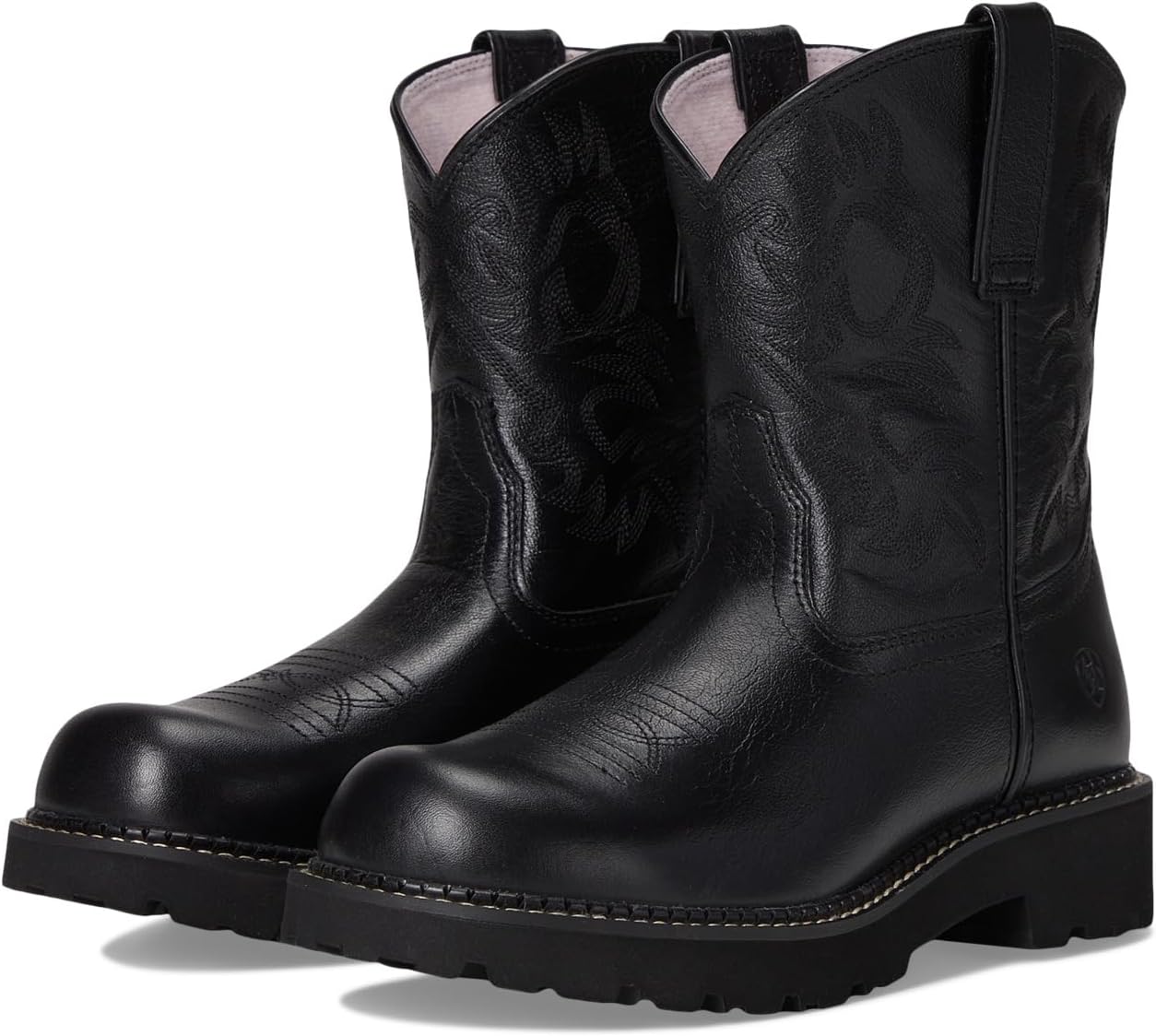 Женские ковбойские полусапоги Ariat Fatbaby кожаные с вышивкой, черный