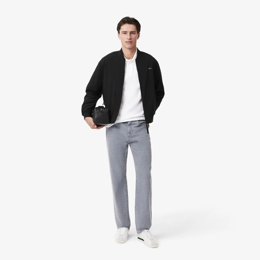 Мужская футболка-поло Loose Fit с букле-брендингом белая от Lacoste — фото 4