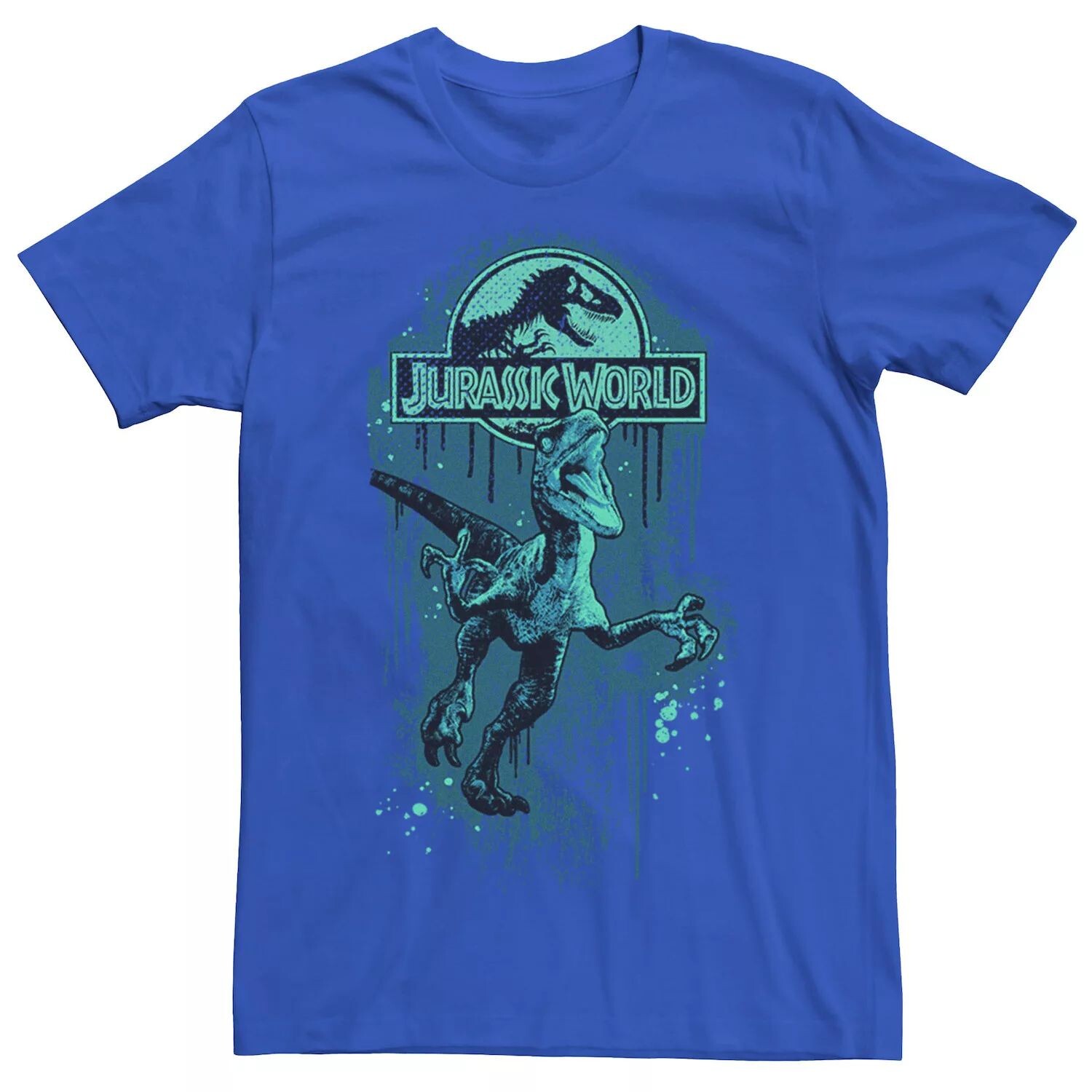 

Мужская футболка с графическим логотипом и логотипом Jurassic World Raptor Paint Splatter Title Licensed Character