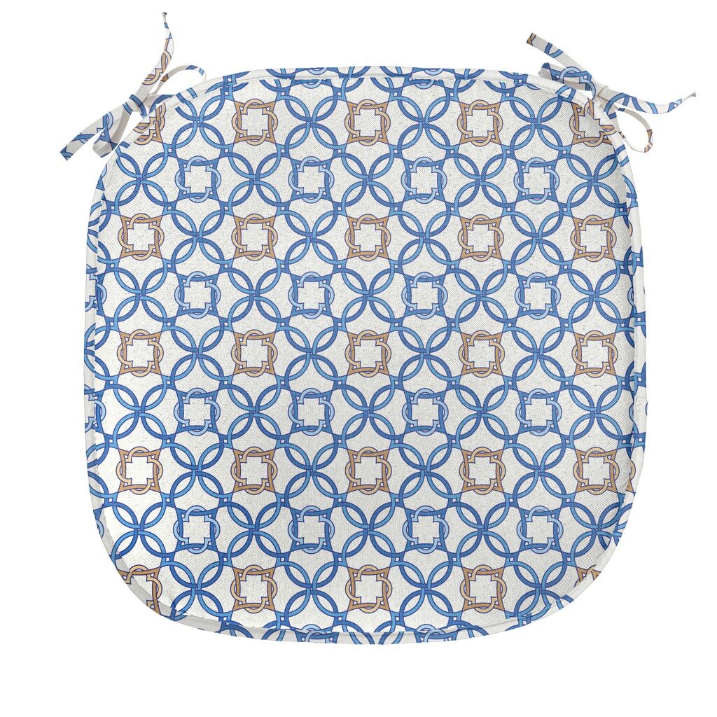 

Подушка для обеденного стула ABAKUHAUS Quatrefoil, Делфтский синий, декоративная водонепроницаемая подушка с ремнями для кухонных сидений, 40 см x 40 см, бледно-коричневый, синий, белый