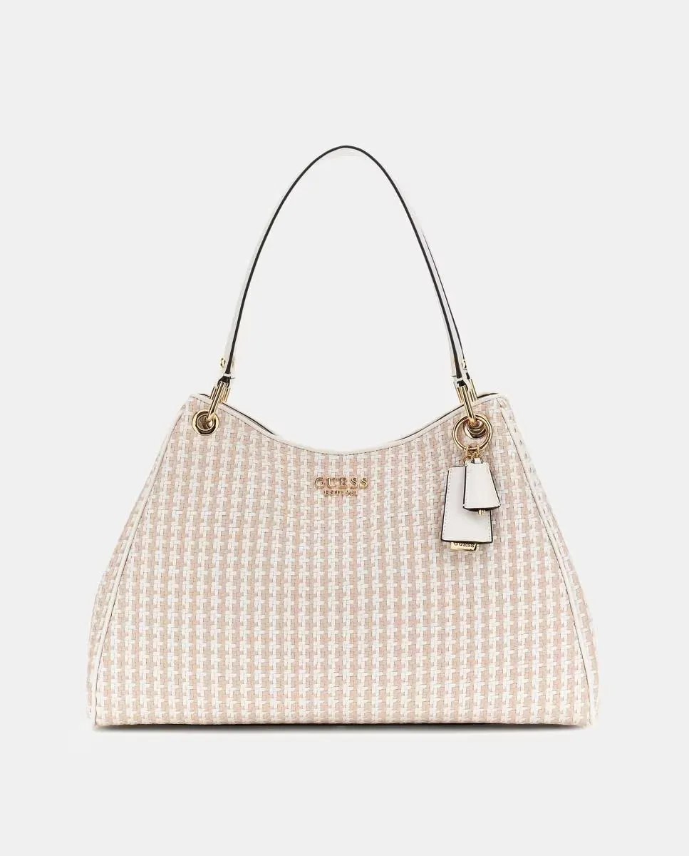 

Двухцветная рафия сумка через плечо с магнитной застежкой Guess, белый