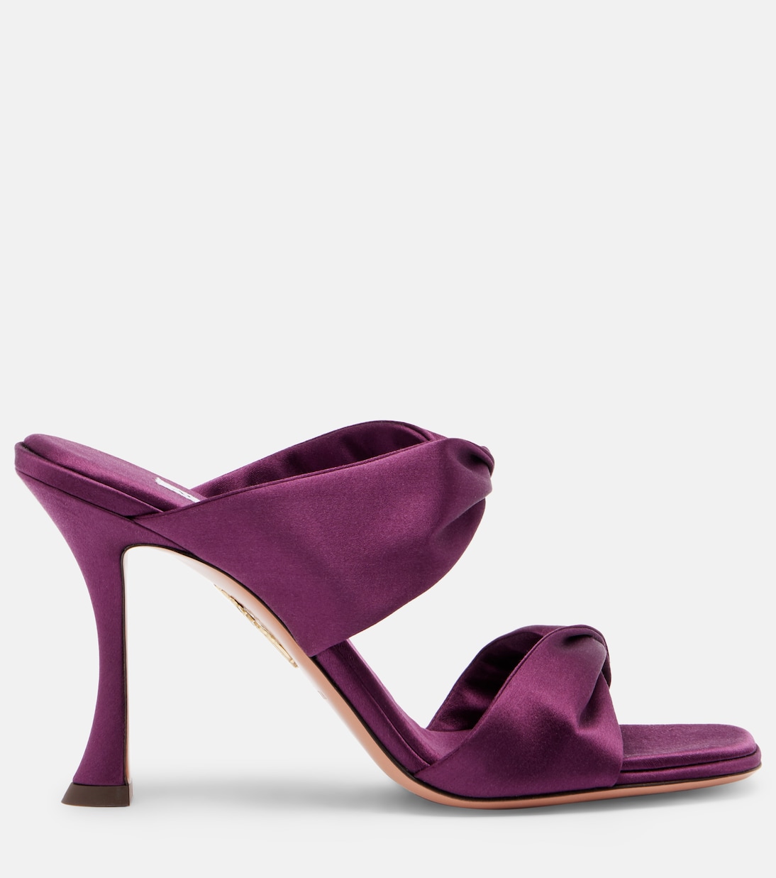 Атласные мюли Twist 95 Aquazzura, Aubergine — фото 4