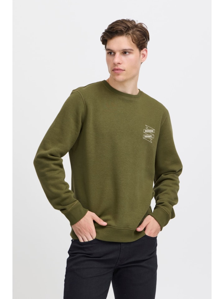 

Толстовка BLEND Rundhalspullover BHSweatshirt 20717349 lässiger Pullover mit Back-Print, зеленый