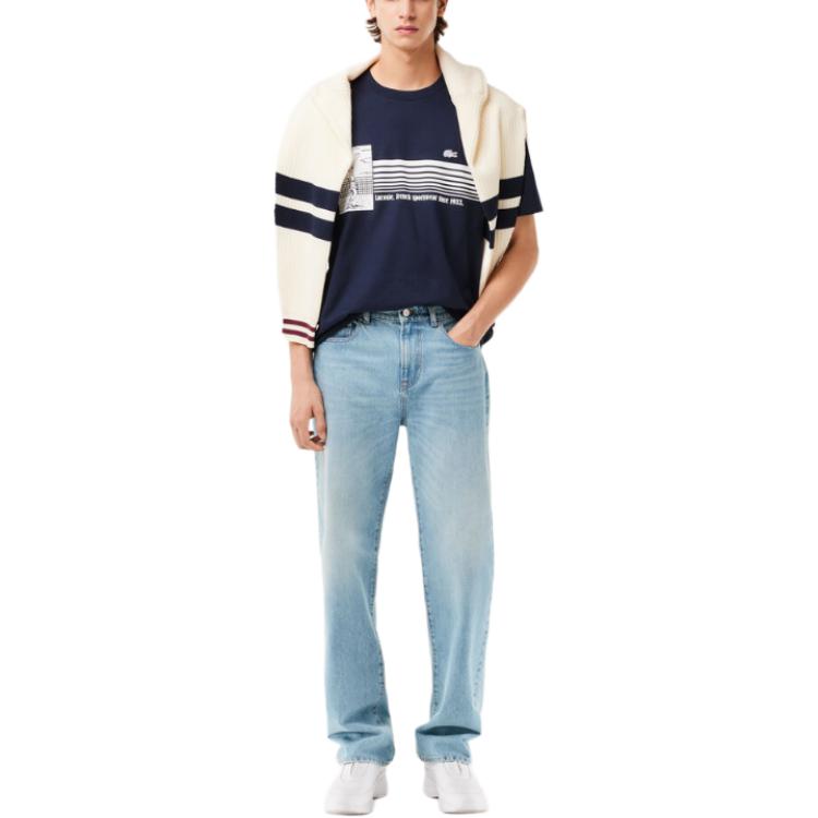 LACOSTE Синяя хлопковая футболка — фото 3