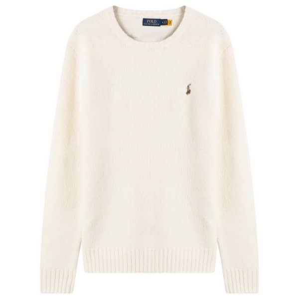 

Вязаный джемпер из шерсти шетландской породы с начесом Polo Ralph Lauren, кремовый tonal