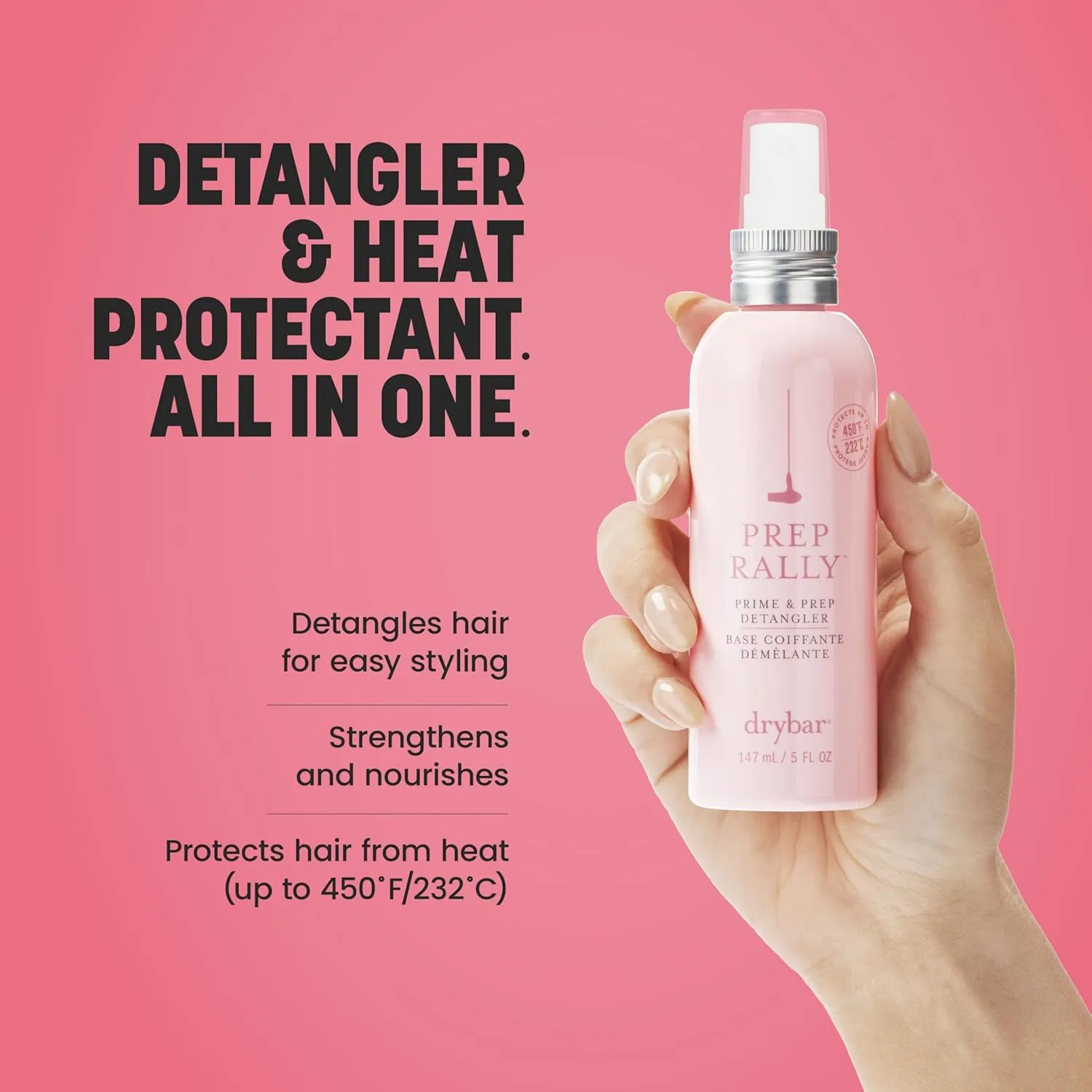 Drybar Prep Rally Prime & Prep Detangler | Питает волосы, легко распутывает, делает волосы мягкими и послушными, защищает волосы, не тестируется на животных 148 мл (2 шт.) — фото 4