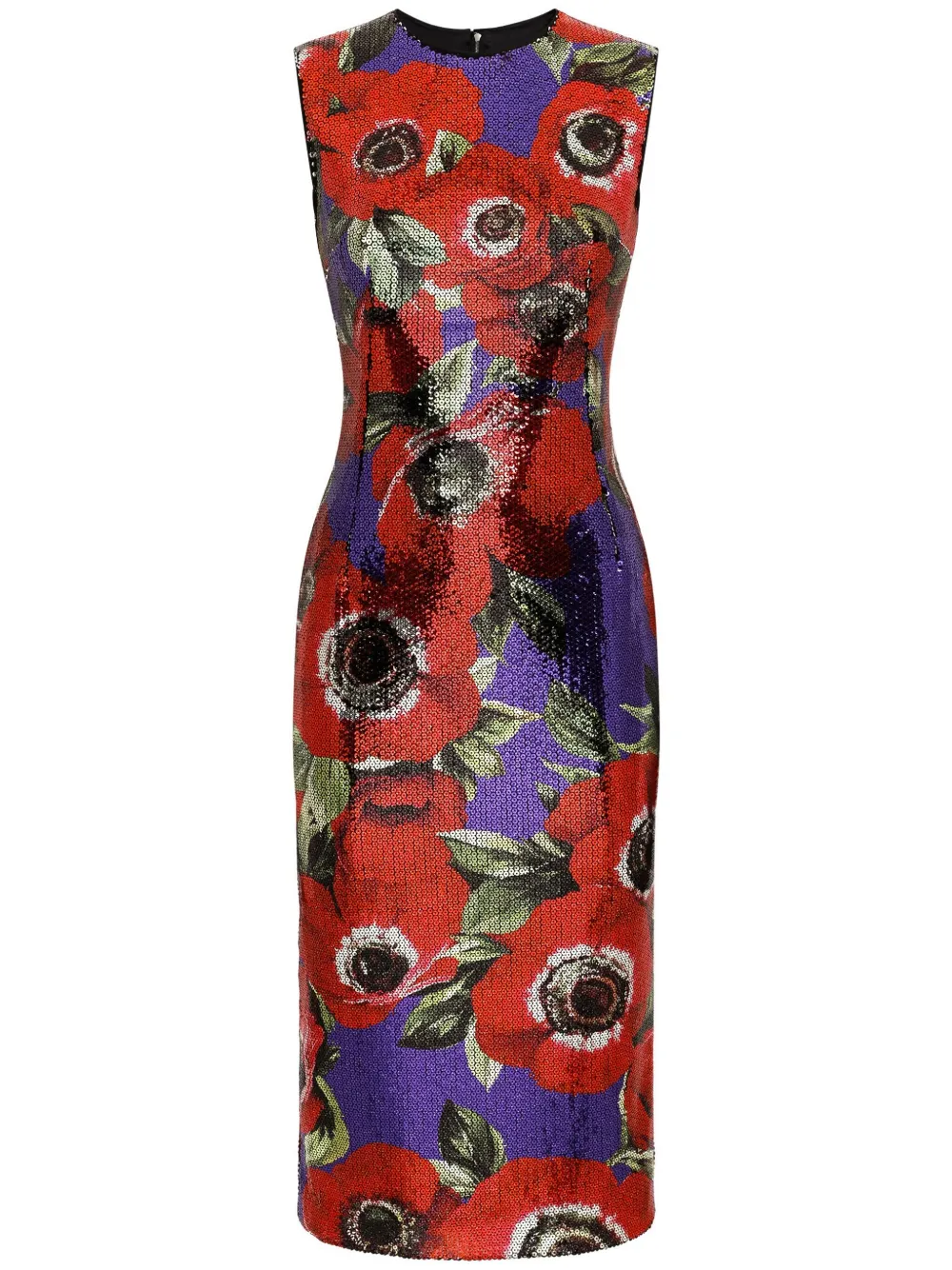 

Платье с пайетками и принтом Anemone DOLCE & GABBANA, красный