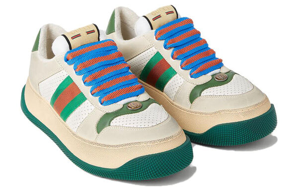 Кроссовки screener gg leather sneakers 'beige green red' Gucci, бежевый — фото 3