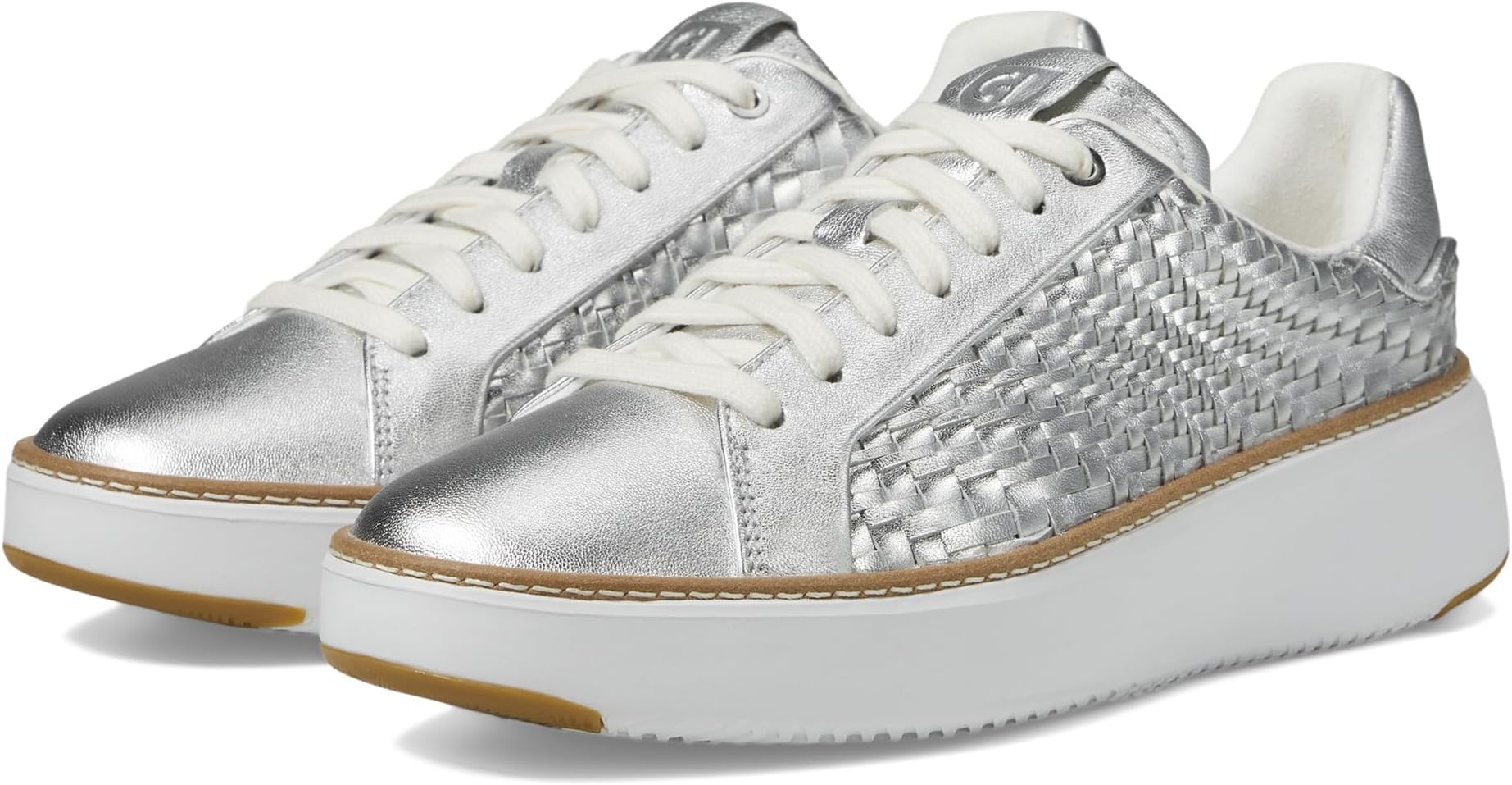 Кроссовки Cole Haan Grandpro Topspin Sneaker, цвет Silver Genevieve Weave/Optic White