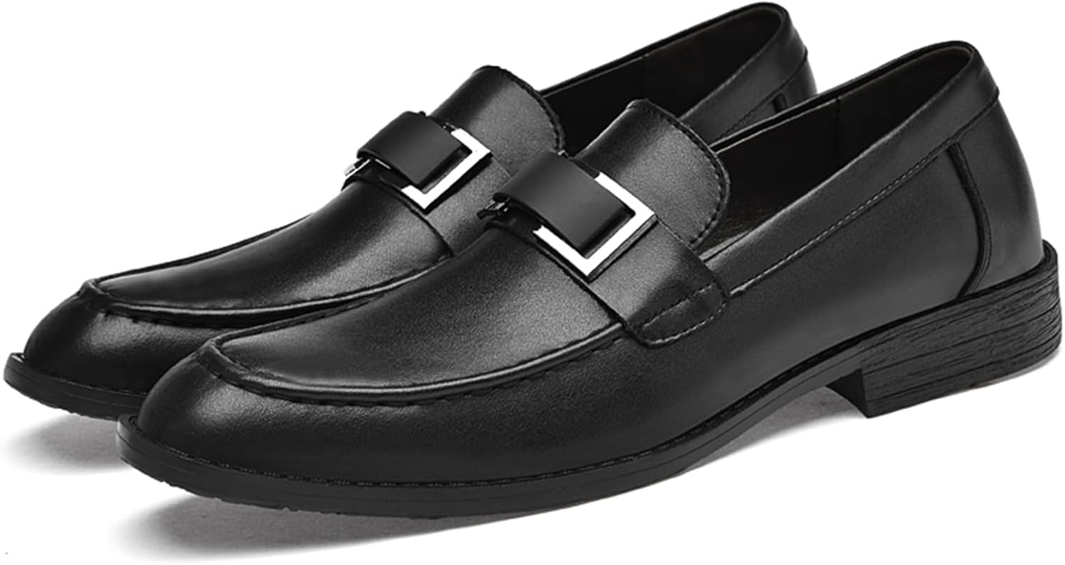 

Мужские лоферы с острым носком из натуральной кожи, низкие, с ретро толстой подошвой, подходящие для бизнеса, офиса, деловой поездки, свадьбы Qaoterod, черный