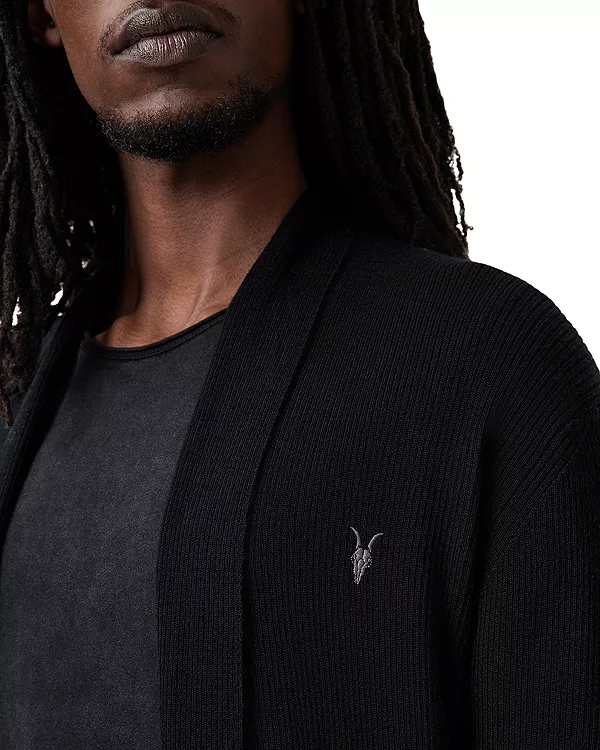 Кардиган из мериносовой шерсти стандартного кроя Mode Allsaints, черный — фото 4