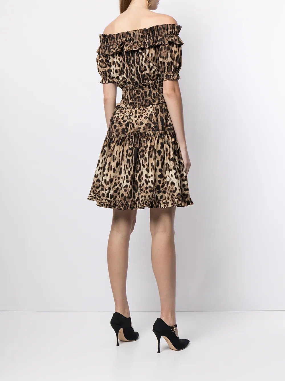 Короткое платье с леопардовым принтом Dolce & Gabbana, коричневый — фото 4