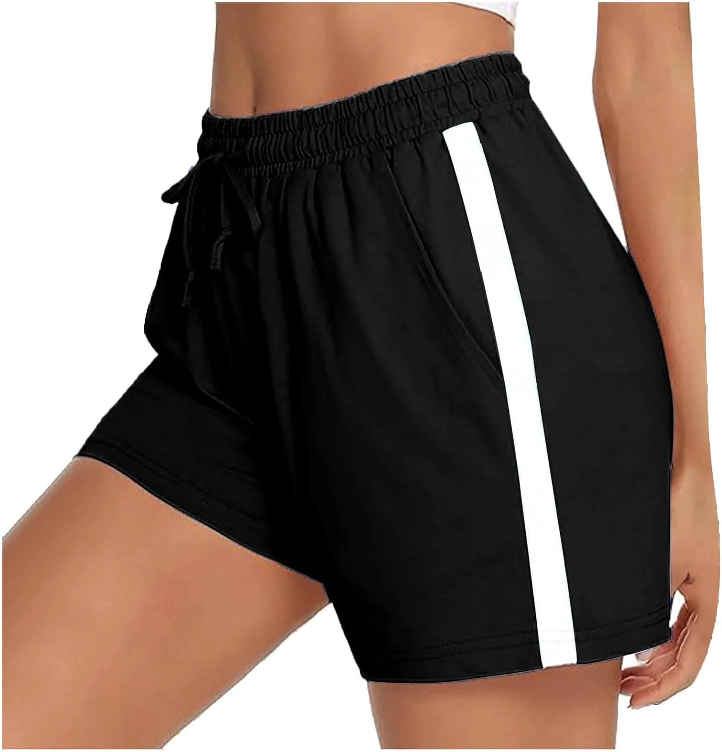 

Женские летние шорты-джоггеры с карманами, высокая талия, шнурок, для йоги и спортзала