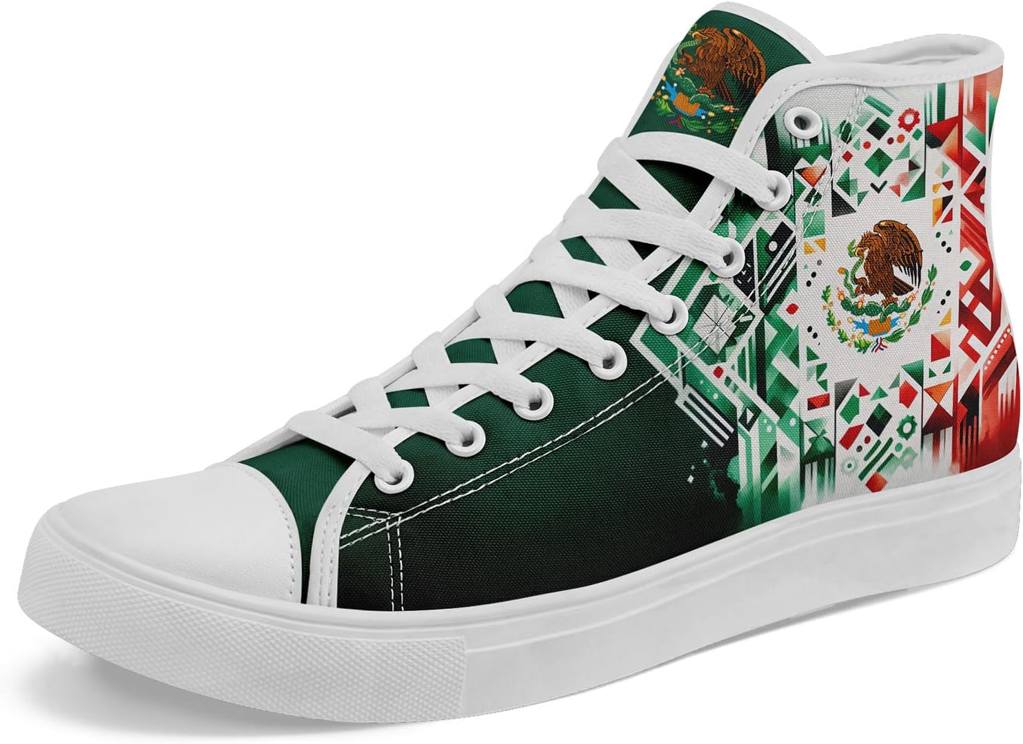 

Высокие кеды на шнуровке AWSOLE с флагом Мексики для мужчин и женщин, унисекс, стильные дышащие кроссовки с черепами, модная обувь на плоской подошве, белый/красный/зеленый/темно-зеленый