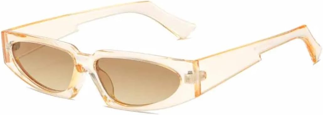 

Модные солнцезащитные очки в форме «кошачий глаз» с треугольной узкой оправой для женщин, популярные среди мужчин и мужчин, для путешествий, конфетные цвета, защита от УФ-излучения UV400 TVTBBVV, Champagne Tea