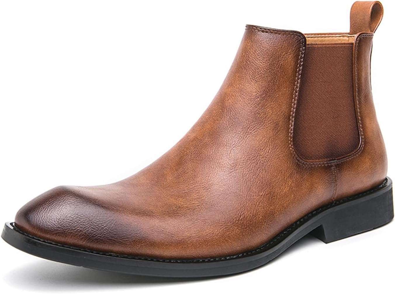 

Мужские классические кожаные ботинки Челси с заостренным носком, боковой молнией, высокие, с ретро-эластичной платформой и массивным каблуком, на резинке, на каждый день, для вечеринки и делового стиля Uzujbaa, коричневый