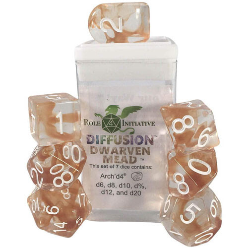 

Аксессуары Role 4 Initiative R4I Dice w/ Arch'd4: Diffusion - Dwarven Mead w/ White (7)