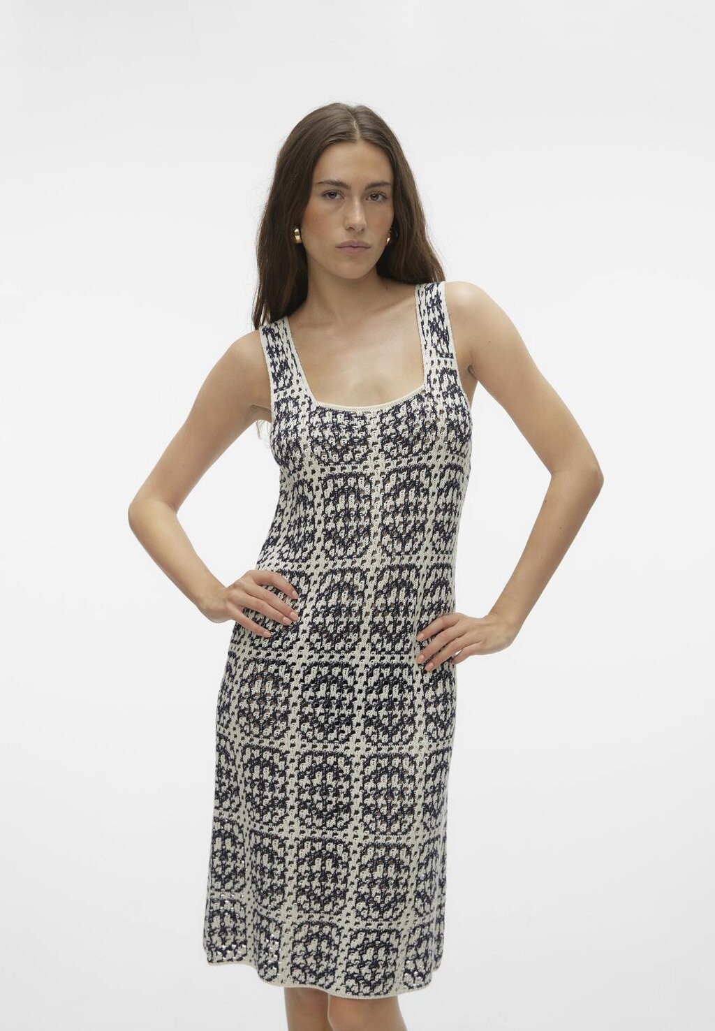 

Платье-свитер Vmmykonos Strap Short Dress Vero Moda, темно-синий/берёза