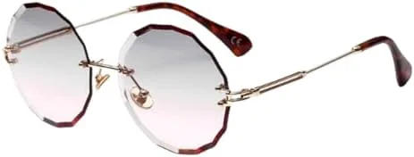 

Женские солнцезащитные очки круглой формы 2027 года, без оправы, с антибликовым покрытием, винтажные ретро-солнцезащитные очки для женщин MTZJH, Gray Pink