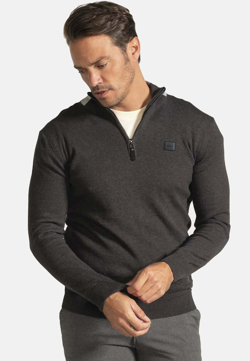 

Свитер Modern Fit Half Zip Jacey Quinn, цвет anthracite melange