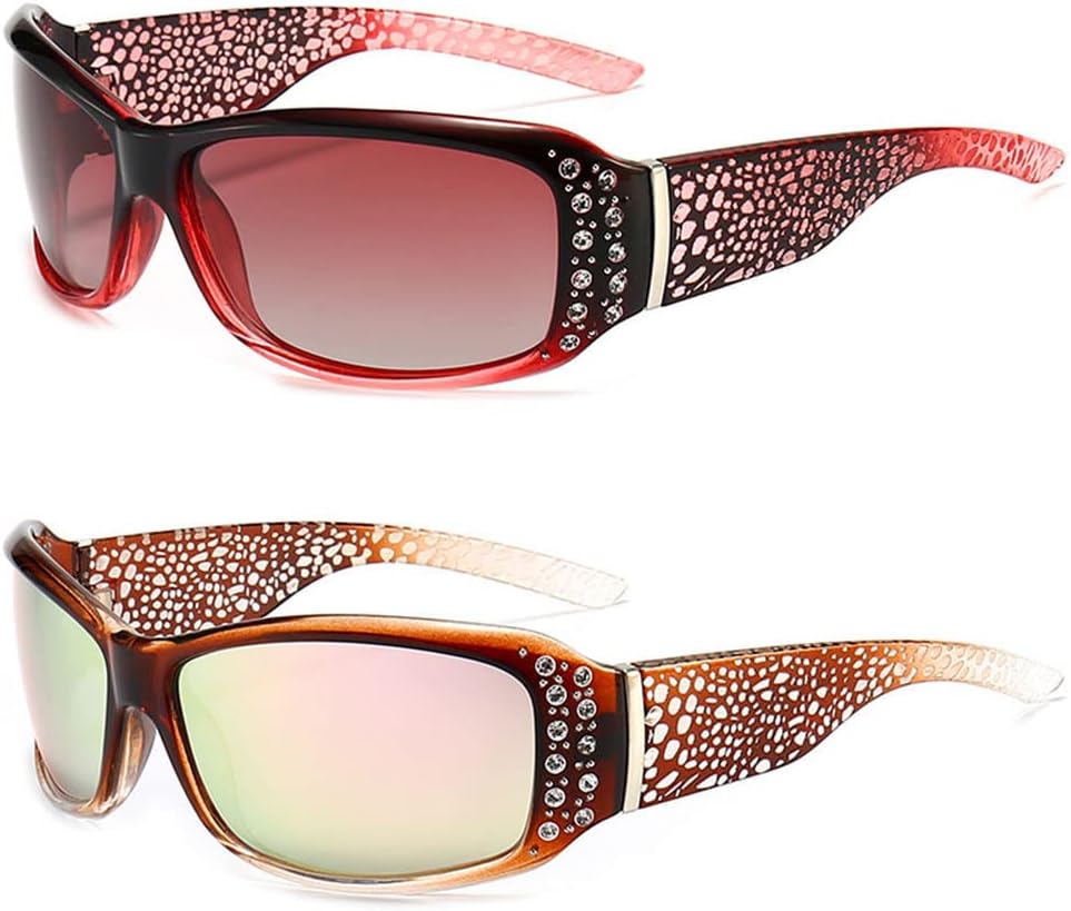 

Женские поляризованные солнцезащитные очки, женские очки для вождения и вечеринок, модные женские блестящие солнцезащитные очки для женщин с защитой от УФ-излучения UV400 Generic, Tea and Claret