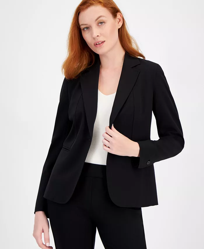 

Однобортный пиджак с лацканами Anne Klein, черный