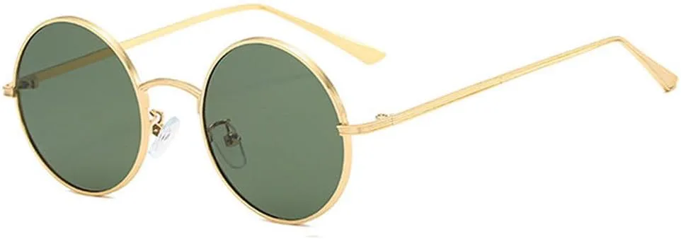 

Классические мужские круглые солнцезащитные очки для женщин в металлической оправе с защитой от УФ-излучения UV400. Модные очки для мужчин и женщин MTZJH, Gold-green