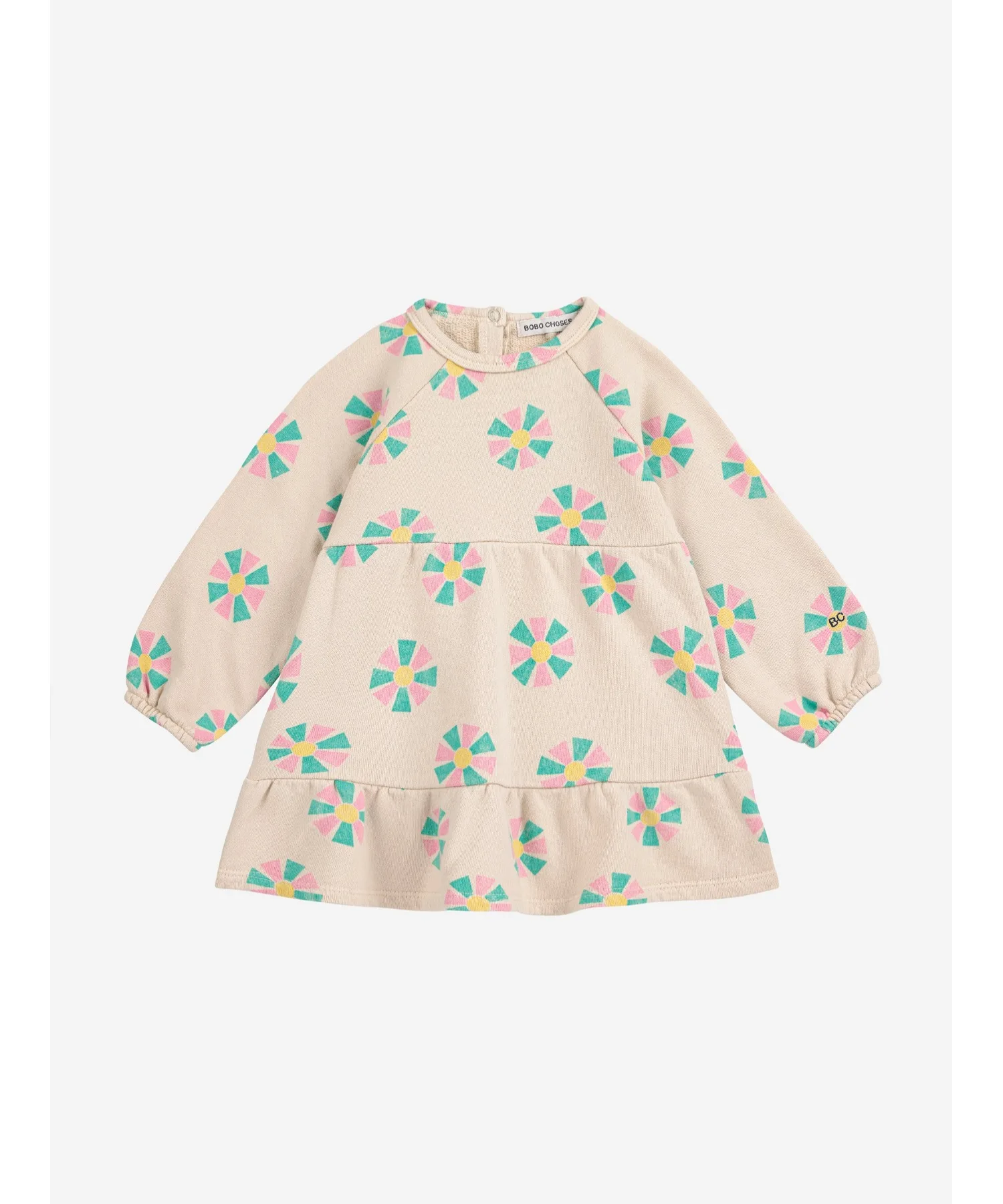 Детское платье с геометрическим принтом Kaleidoscope бренда BOBO CHOSES в цвете off-white — фото 2