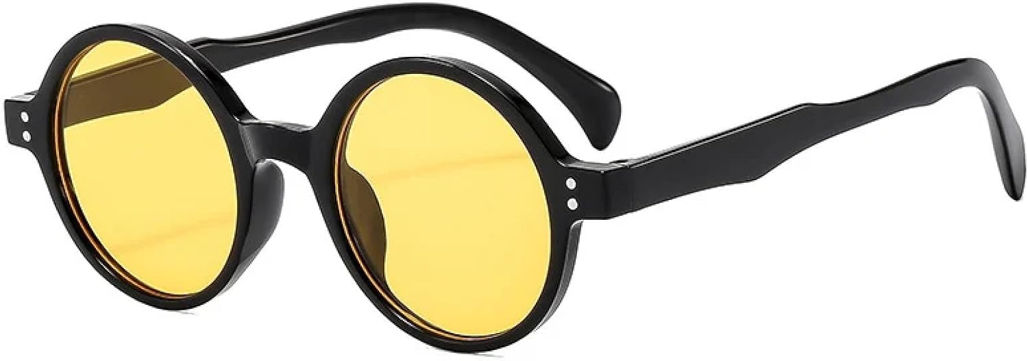 

Солнцезащитные очки с защитой от УФ-излучения UV400 | Круглая легкая оправа | Для женщин и мужчин | Для занятий спортом на открытом воздухе и вождения DSVIGF, Black-yellow