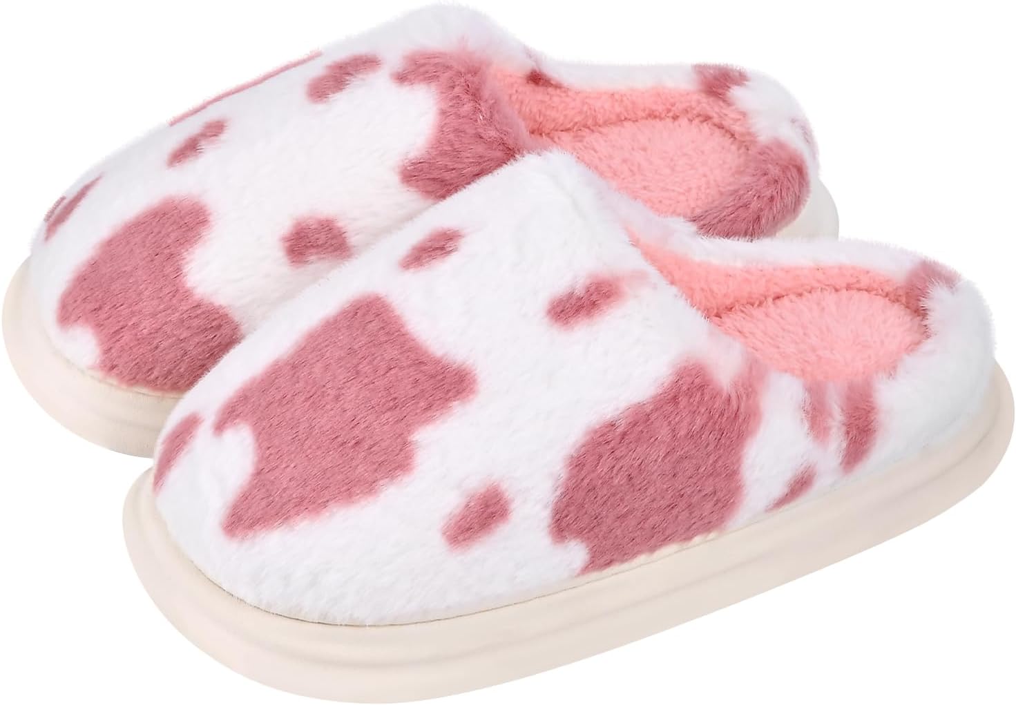 

Мягкие плюшевые тапочки для женщин и мужчин, противоскользящие пушистые зимние домашние тапочки, с мягкой теплой искусственной меховой подкладкой, для использования в спальне Jieertop, розовый