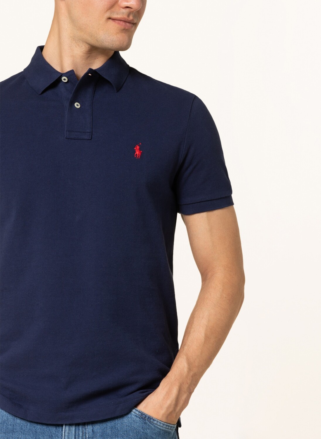 Рубашка поло узкого кроя из пике на заказ POLO RALPH LAUREN, темно-синий — фото 4