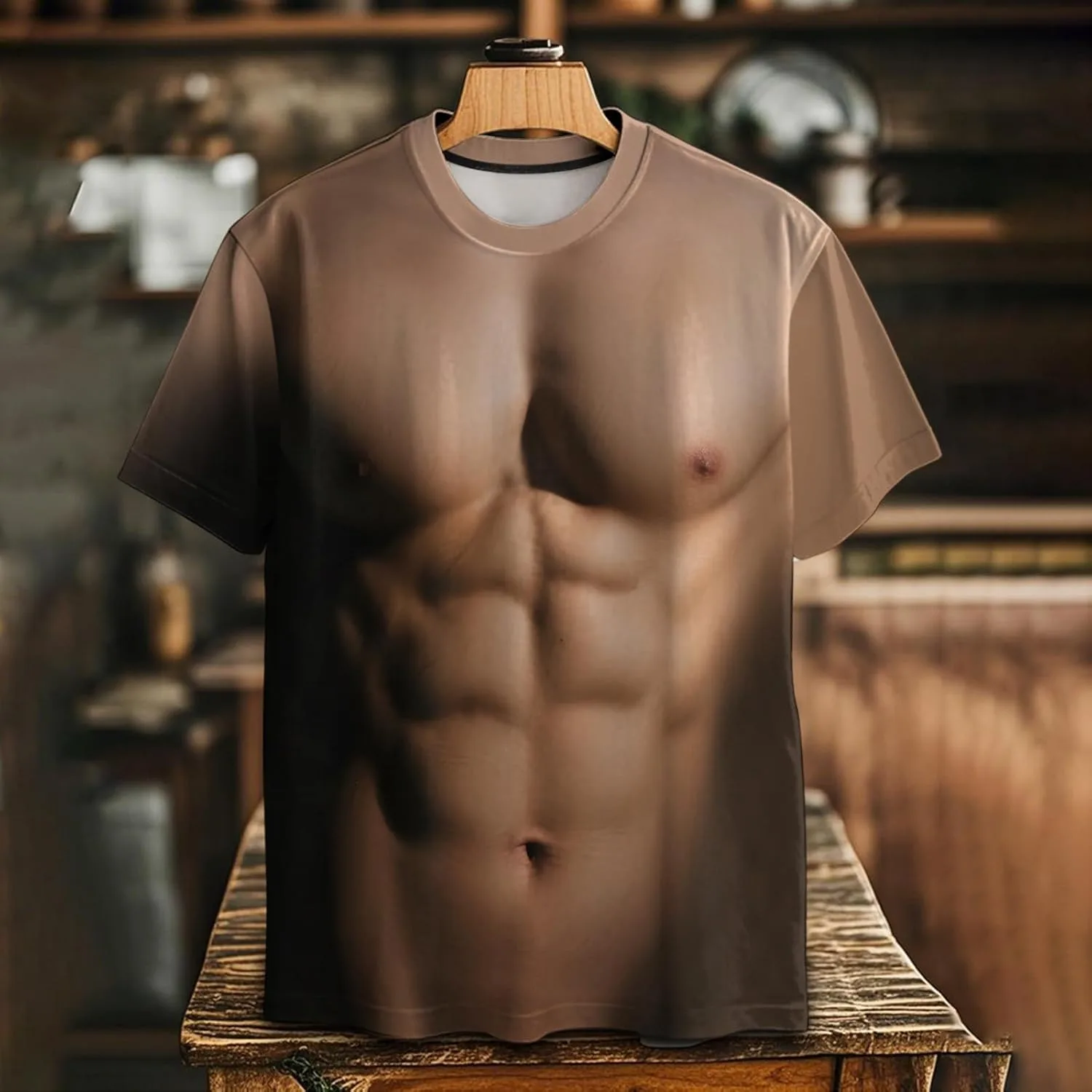 Футболка с 3D-принтом Fake Abs для мужчин — фото 2
