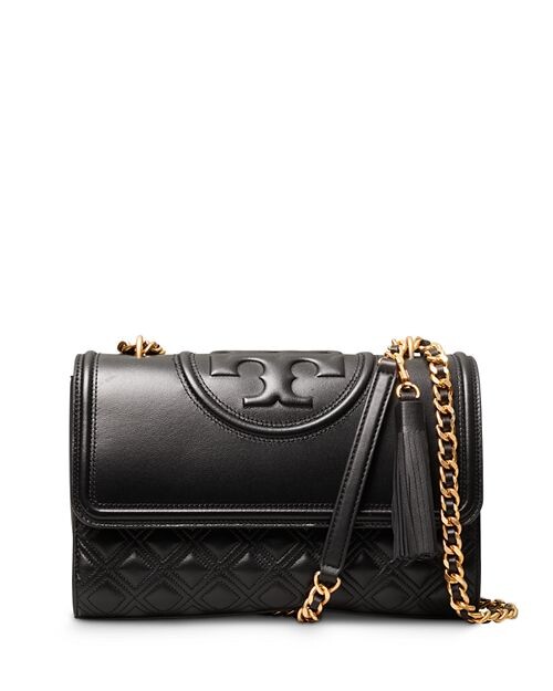 

Стеганая кожаная сумка-трансформер Fleming среднего размера на плечо Tory Burch, цвет Black