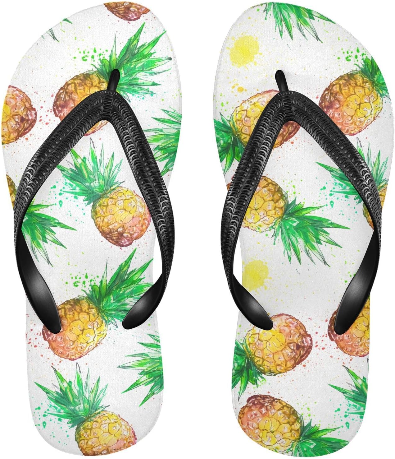 

Белые вьетнамки с акварельным ананасом, пляжные шлепанцы для душа, резиновые нескользящие летние тапочки, обувь для женщин и мужчин Sinestour