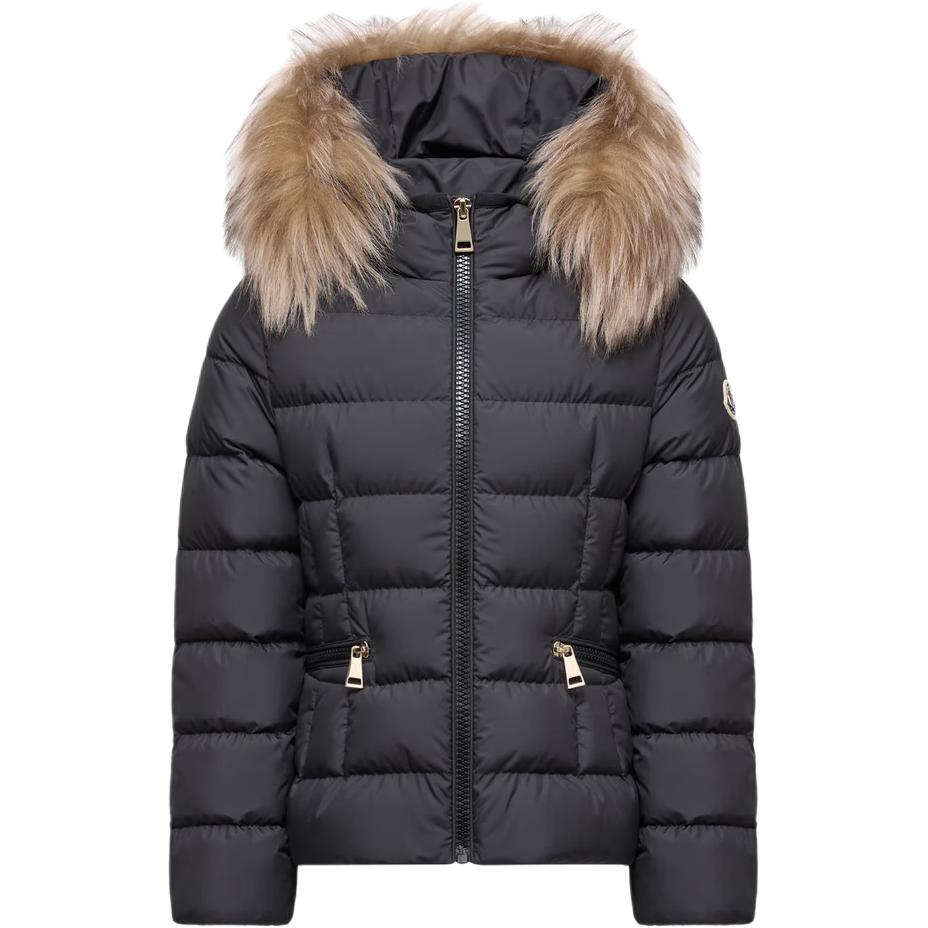 

Moncler Пуховик Boedette с капюшоном и отделкой из овчины черный Kids'