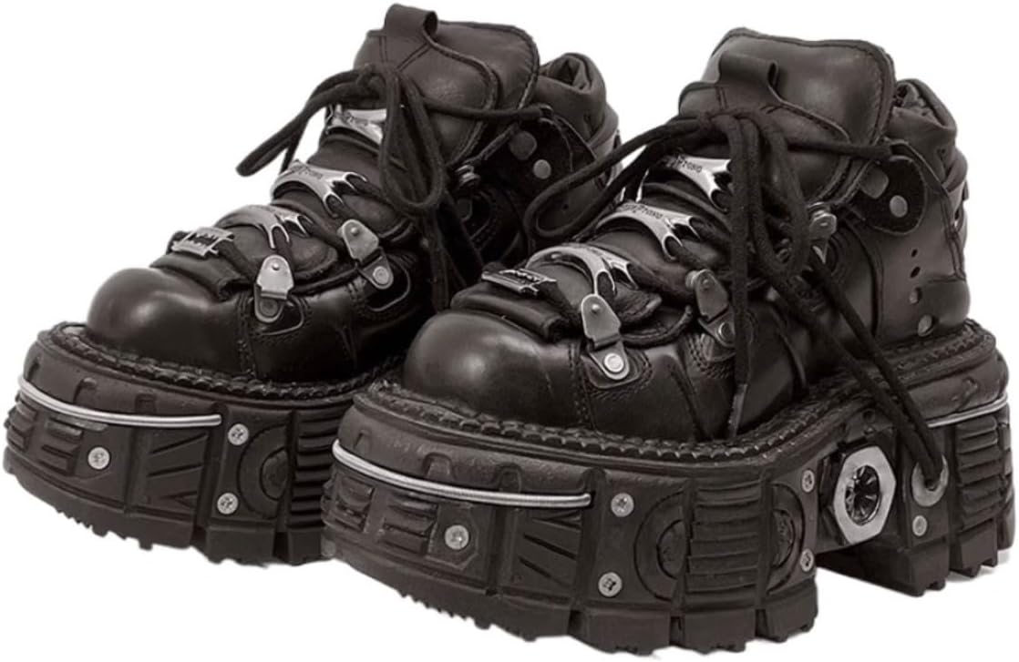 

Ботинки из искусственной кожи PU в стиле Y2K Grunge Punk на платформе для мужчин, повседневная уличная обувь, разноцветные кроссовки с толстой подошвой и металлическим черепом Ctkvbmeoi