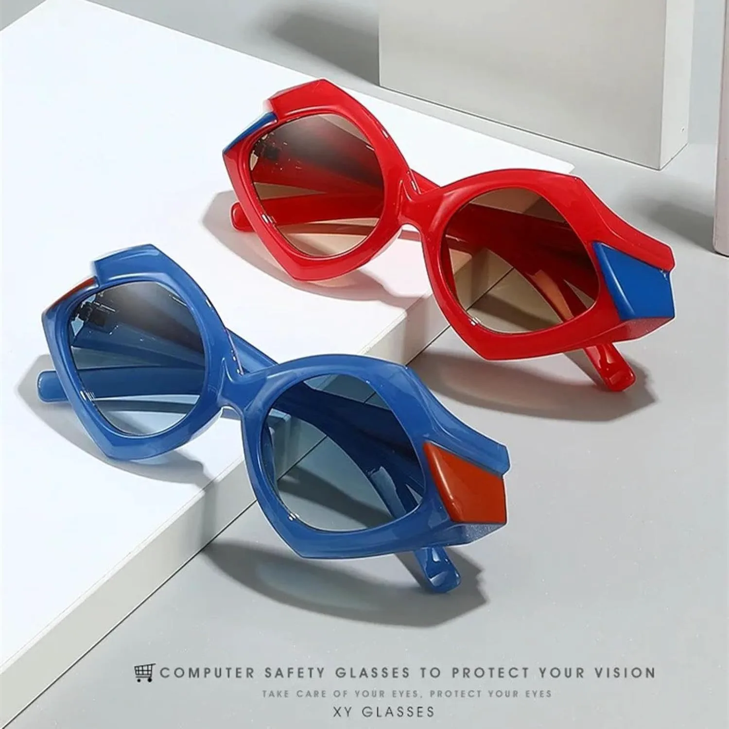 

Крупные солнцезащитные очки неправильной формы в форме ромба для женщин и мужчин, роскошные, винтажные, популярные, в стиле панк, в большой оправе TYUVIVO, 5